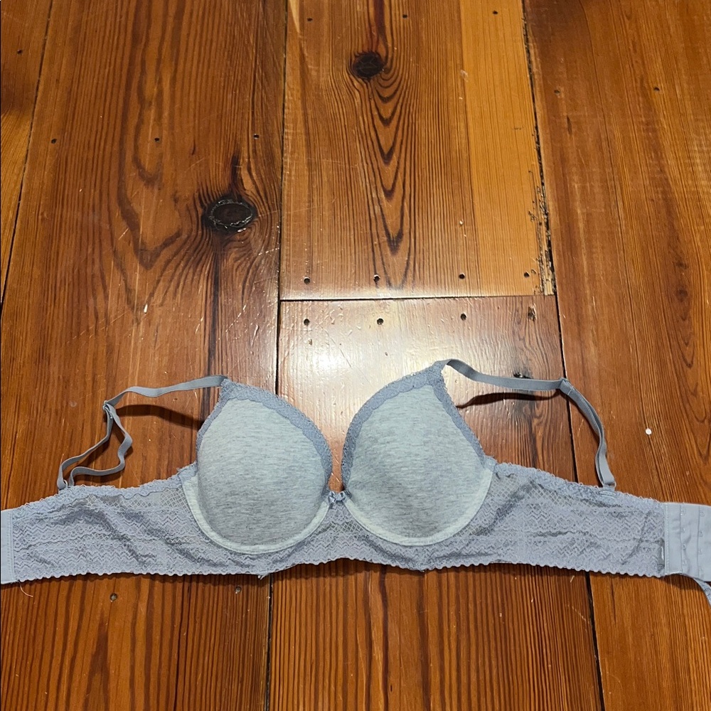 Aerie Light Gray Lace-Trim T-Shirt Bra